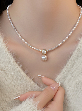 新款珍珠小米珠项链女时尚百搭