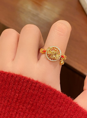 可旋转小马生肖开口戒指女2025