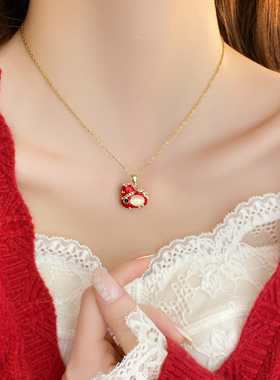 马上有钱马年小马短款毛衣链项链