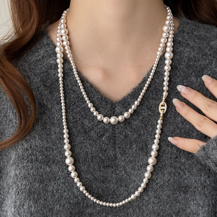 秋冬大牌猪鼻子长款仿珍珠毛衣链项链女款2025新款毛衣装饰配饰