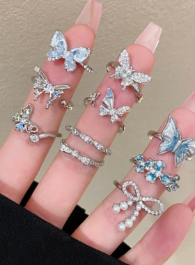 蝴蝶戒指女2026新款时尚个性食指环开口网红冷淡风小众设计装饰品