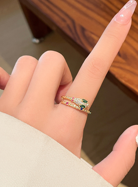 气质百搭生肖蛇蛇形戒指开口戒