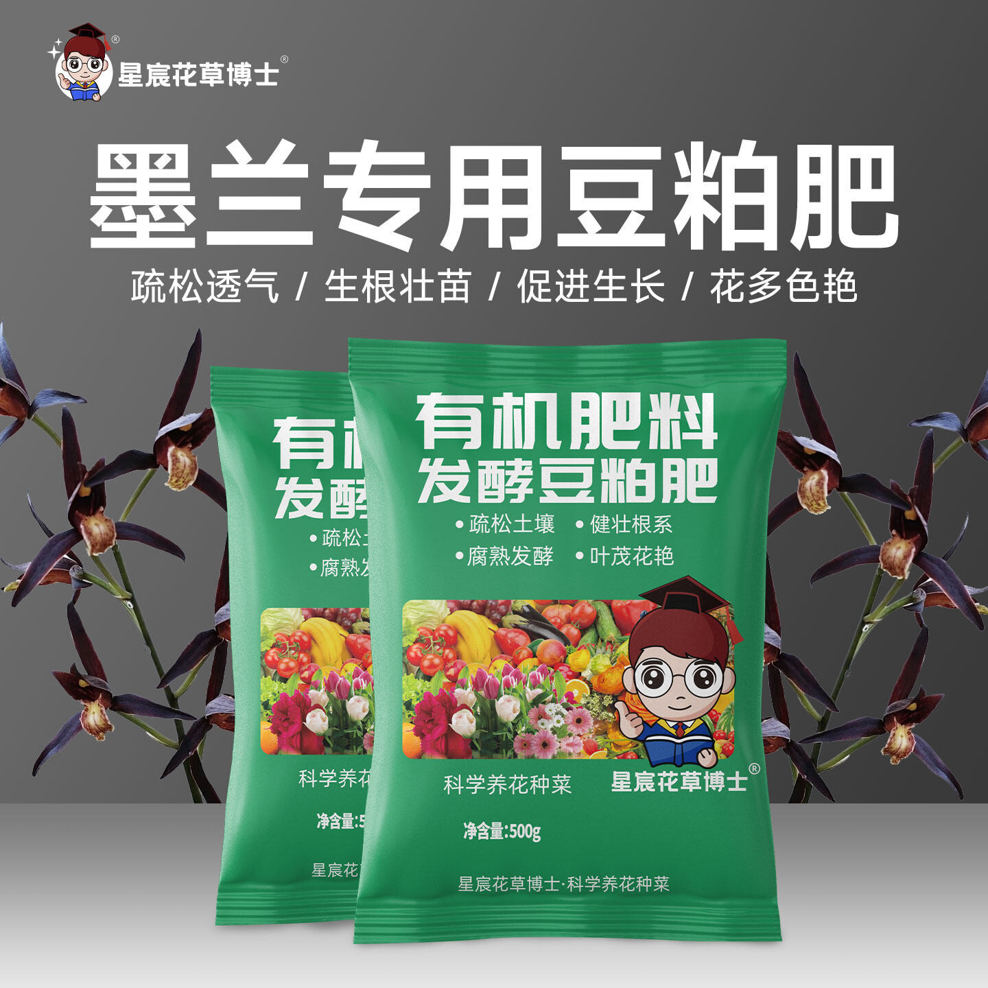 墨兰专用肥发酵豆粕肥有机肥家用室内外养花用的兰花腐熟颗粒肥料