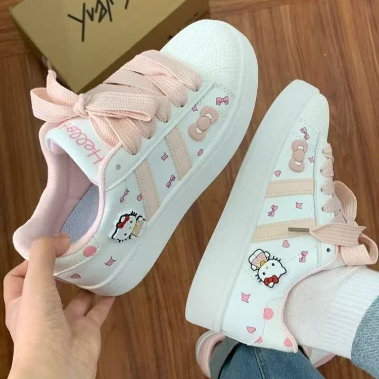 贝壳头运动板鞋面包鞋女原创粉色小白鞋女款2025秋季新款休闲板鞋