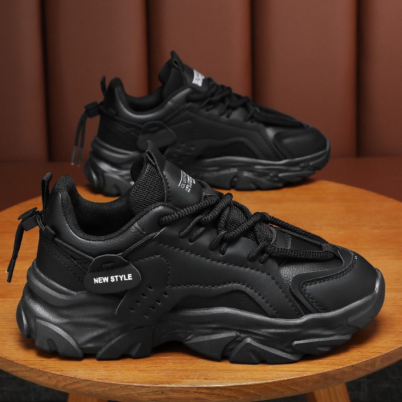 春季男鞋新款透气鞋子男款潮流百搭内黑色运动鞋休闲老爹鞋男