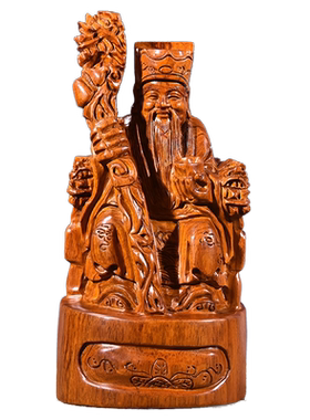 土地公神像玄关供奉黄花梨木雕