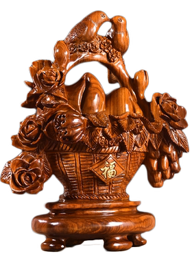 摆件寓意客厅花篮开业送礼木雕