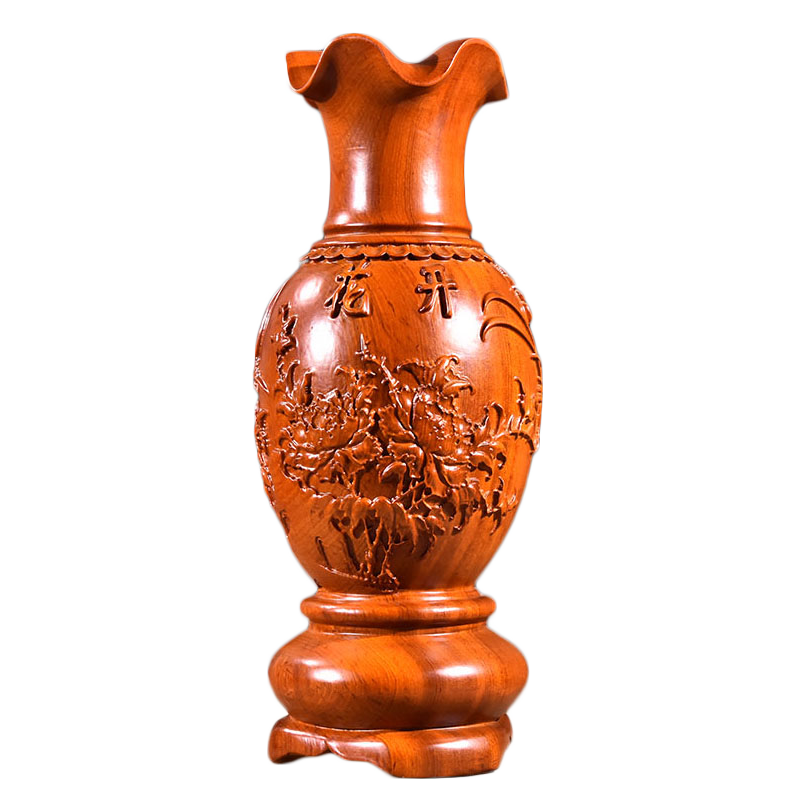 摆件客厅插花瓶复古红木工艺品