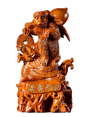 猴子满载而归十二生肖红木工艺品