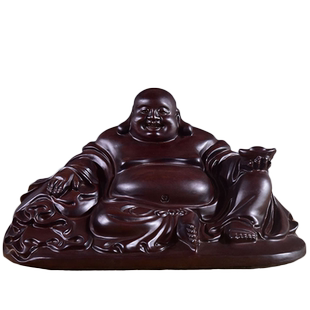 黑檀木雕弥勒佛像摆件大号布袋坐笑佛红木实木工艺品家居客厅摆设