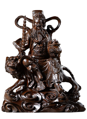 黑檀实木雕赵公明武财神根雕红木