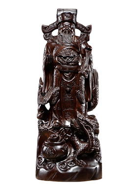 财神爷佛像摆件开业礼品黑檀木雕
