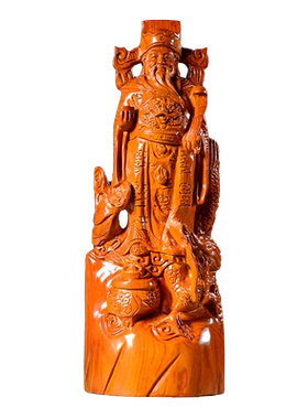 财神爷佛像摆件红木开业工艺品