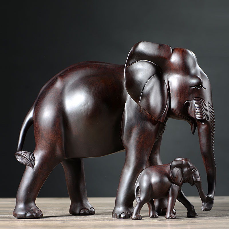 母子象仿古风吉祥酒柜红木黑檀