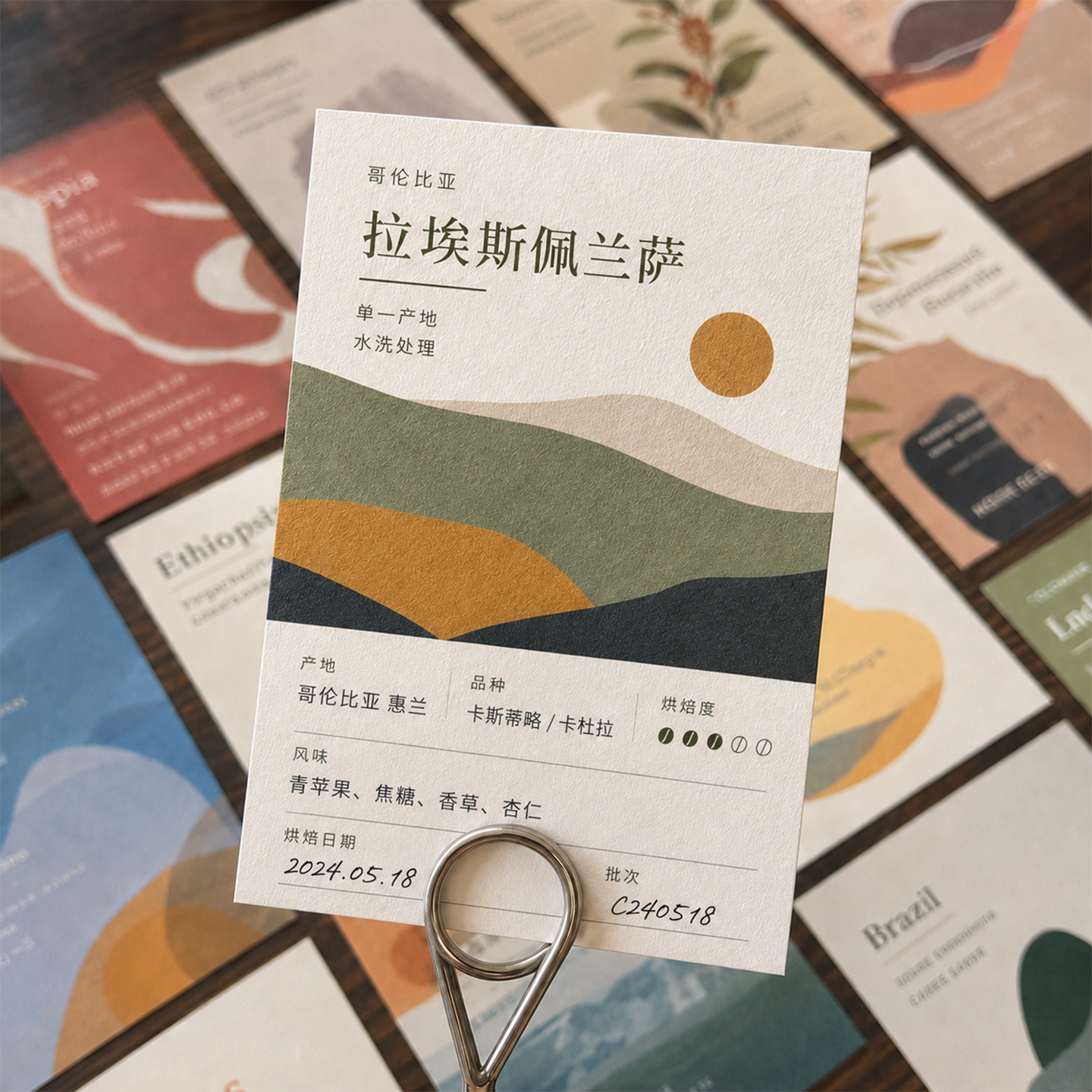 咖啡店产品售后卡定制手冲豆冲煮方法保存提示风味礼品卡小名片制作logo二维码饮品菜单宣传券设计印刷定做