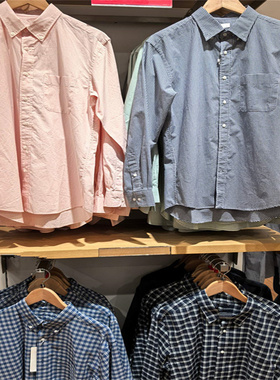 日系男女秋冬优质长绒棉格子衬衫长袖衬衣休闲外套476015/473281