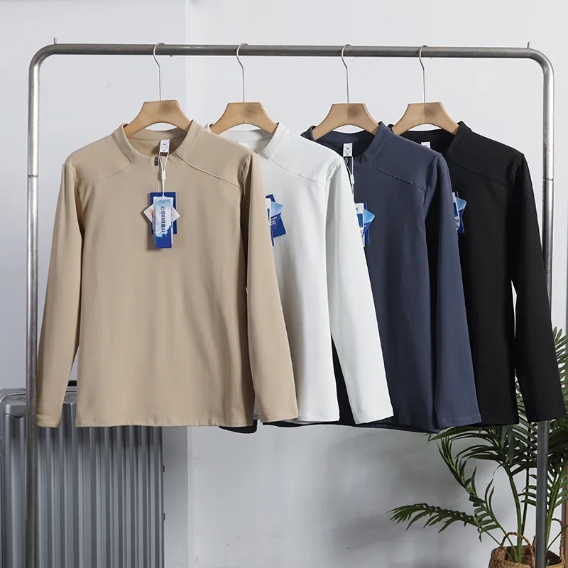 半拉链立领长袖T恤抓绒衣卫衣