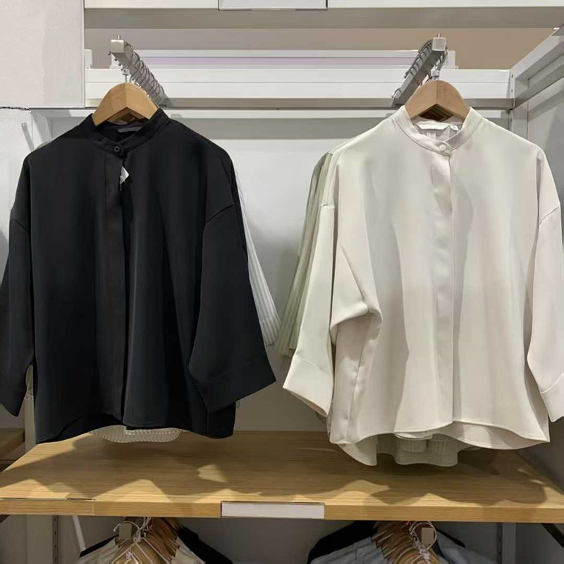 垂感花式衬衫7分袖衬衣薄外套