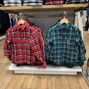 日单男童/女童格子衬衫长袖薄外套460180/471385/460179/474878