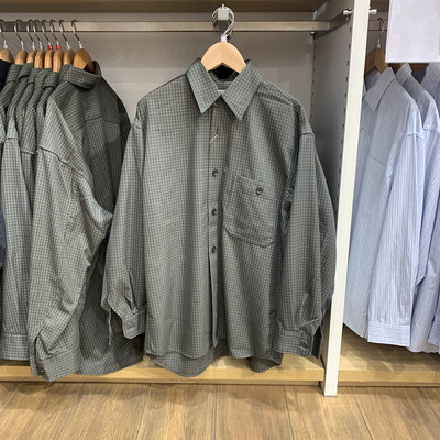 斜纹宽松格子衬衫长袖衬衣