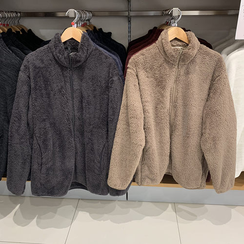 男款长绒摇粒绒拉链茄克