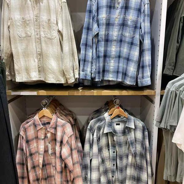 竹节棉格子衬衫长袖衬衣薄外套