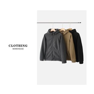 重磅900g！加绒！加厚！秋冬男士加厚双面摇粒绒连帽外套休闲夹克