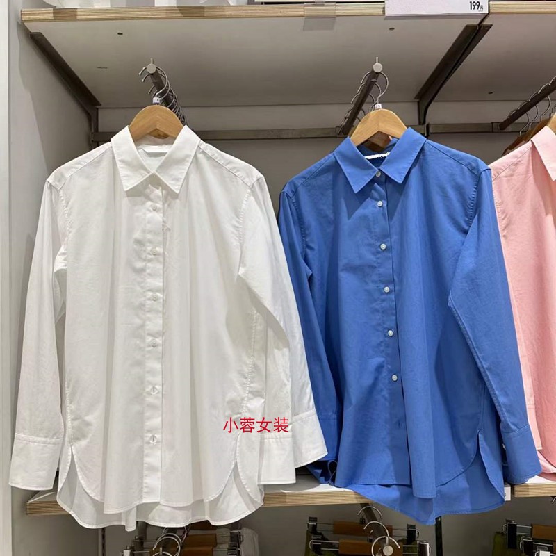 日单女装2023春夏新款显瘦纯棉衬衫长袖衬衣薄外套空调衫461146