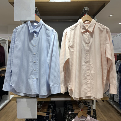 全棉条纹衬衫/长袖衬衣空调衫