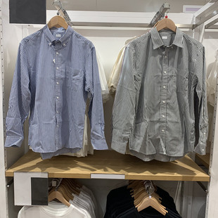 日系男装女装2025秋冬新款优质长绒棉条纹衬衫长袖衬衣外套480647