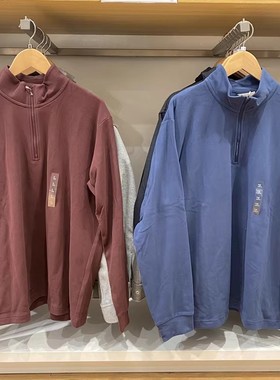 日单男装秋冬新款柔滑弹力摇粒绒半拉链套头衫卫衣/长袖T恤481184