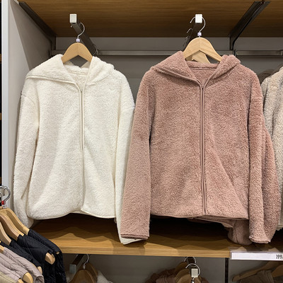 长绒摇粒绒保暖茄克连帽外套