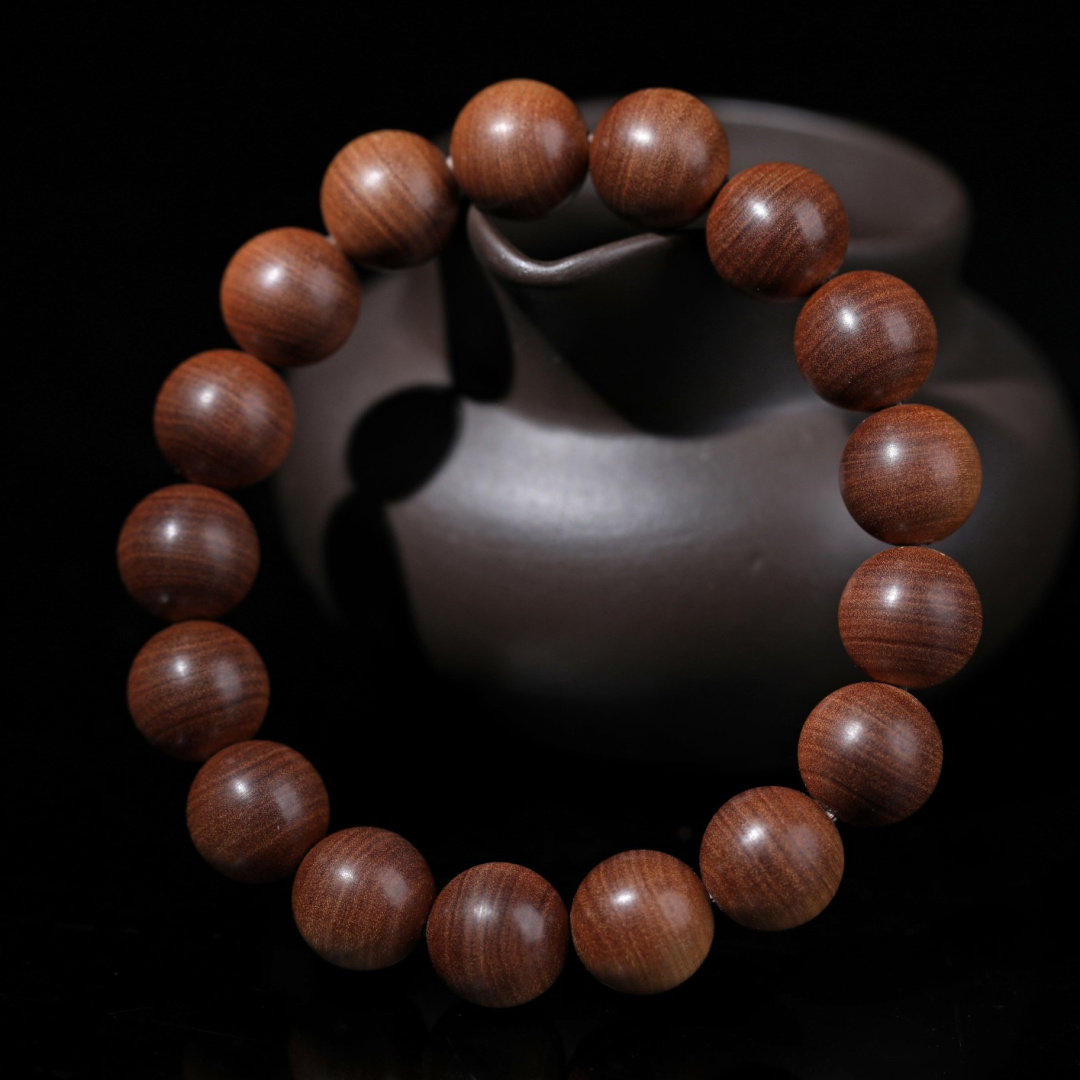 檀香老山檀香手串女单圈转运佛珠