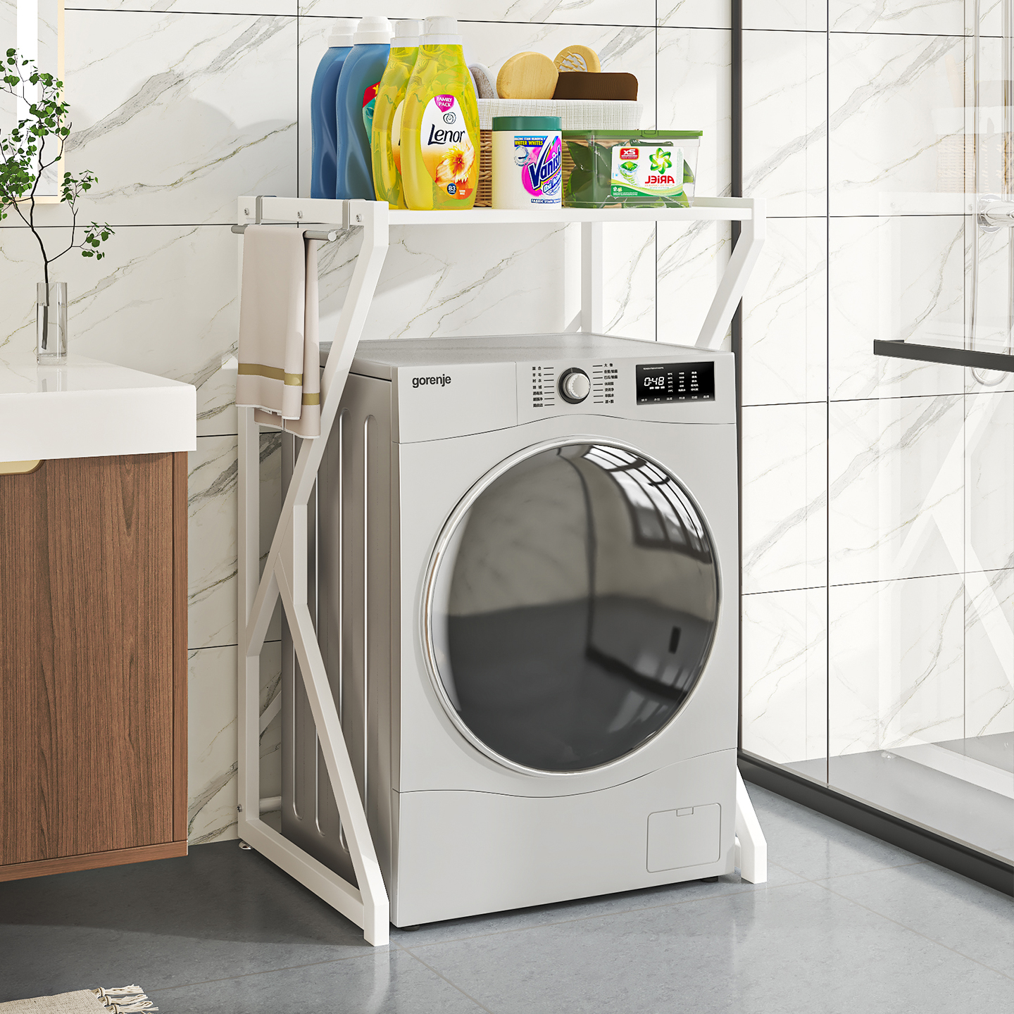 洗衣机上方架子置物架多功能落地滚筒迷你小洗衣机收纳架浴室家用