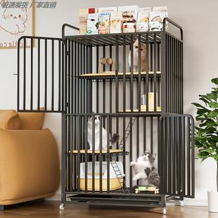 猫笼铁丝网猫笼子家用室内不占地猫别墅一体双层猫咪笼子猫舍屋