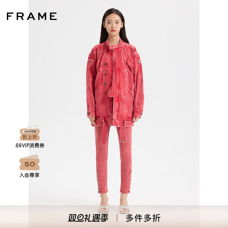 新款夹克红色牛仔夹克FRAME