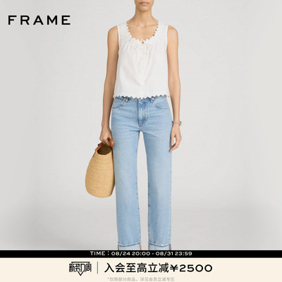 【春夏新品】FRAME女士直筒阔腿休闲牛仔裤THE CUFFED HANG