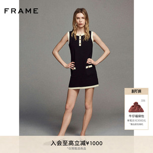 无袖 通勤拼色修身 连衣裙 时尚 FRAME女士法式