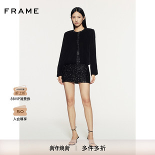 FRAME女士丝绒小香风钉珠设计短款 上衣外套