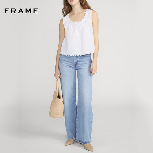 【春夏新品首降】FRAME女士高腰阔腿廓形桶形裤弯刀牛仔裤THE BOW