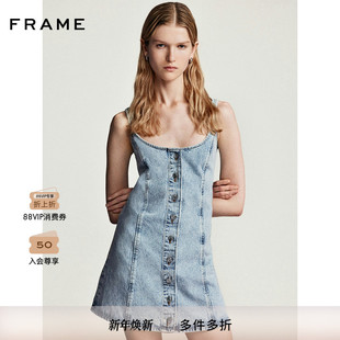 牛仔吊带显瘦收腰修身 FRAME女士短款 连衣裙短裙 2025新款