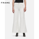 CROP PALAZZO FRAME女士高腰高弹白色明线阔腿牛仔裤