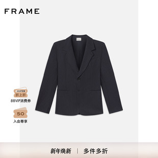 FRAME女士深蓝色条纹西装 外套日常通勤