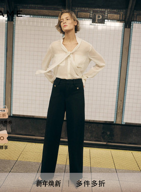 【2025秋冬新款】FRAME女士法式长袖波点系带短款气质设计感衬衫