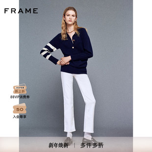 FRAME女士翻领条纹套头学院风通勤针织衫 2025新款
