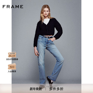 oversized针织廓形针织衫 FRAME女士黑色短款 外套 2025新款