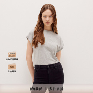 小圆领宽松短袖 FRAME女士纯色百搭休闲基础款 T恤 2025新款
