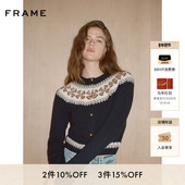 FRAME女士宽松百搭费尔岛圆领针织开衫 毛衣上衣