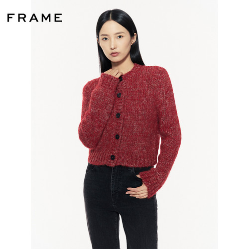 FRAME女士红色羊驼毛混纺针织衫