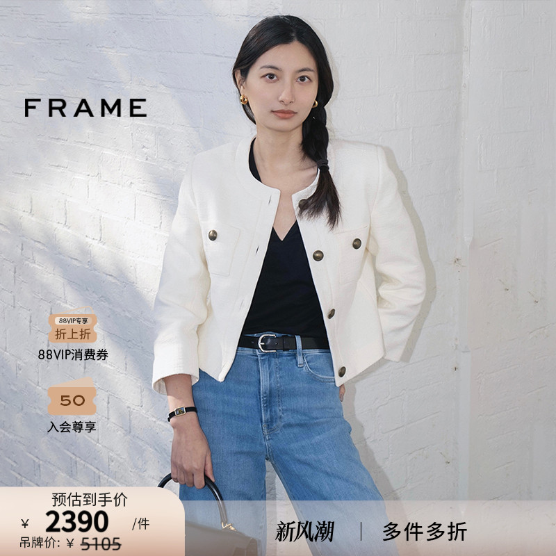 FRAME女士圆领短款外套夹克纽扣款时尚简约